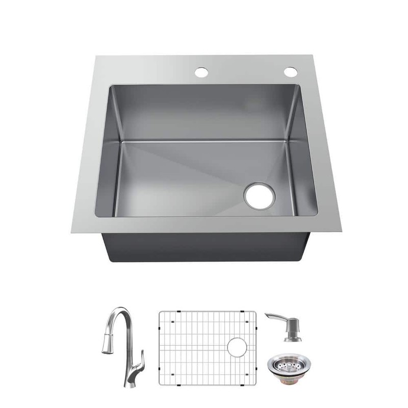 Glacier Bay Dolancourt 25in Single Bowl SS Sink w Faucet - Image 12