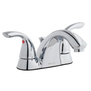 Glacier Bay Builders 4" Centerset Double Handle Low-Arc Bathroom Faucet  Chrome