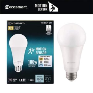 EcoSmart 100-Watt Equivalent A21 Dimmable Motion Sensor LED Light Bulb