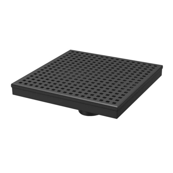 RELN 8 in. x 8 in. Matte Black Shower Drain with Square Pattern Drain Cover