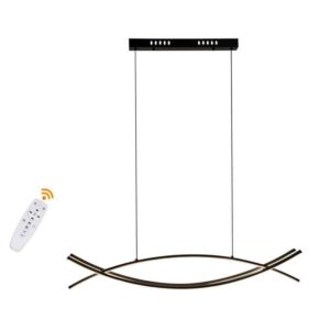 OUKANING 41 in. 60-Watt 3-Light Black Minimalist Curved Linear Dimmable LED