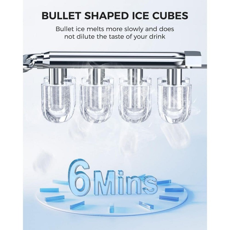COWSAR 8.66" 26 lb. Portable Ice Maker Bullet Ice Machine w/Selectable Ice Size - Image 6