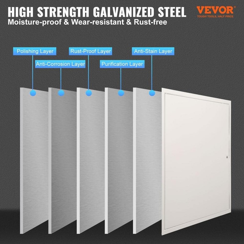 VEVOR Metal Access Panel 16" W x 16" H Plumbing Access Doors with Cam Latch - Image 2