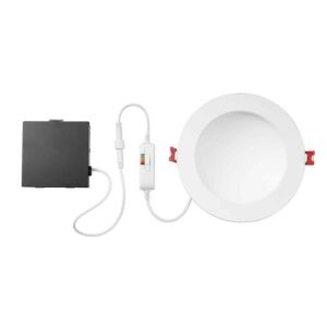 CE Ultra Low Glare LED 6 in Round Adj Color Temp Canless Recessed Light, White