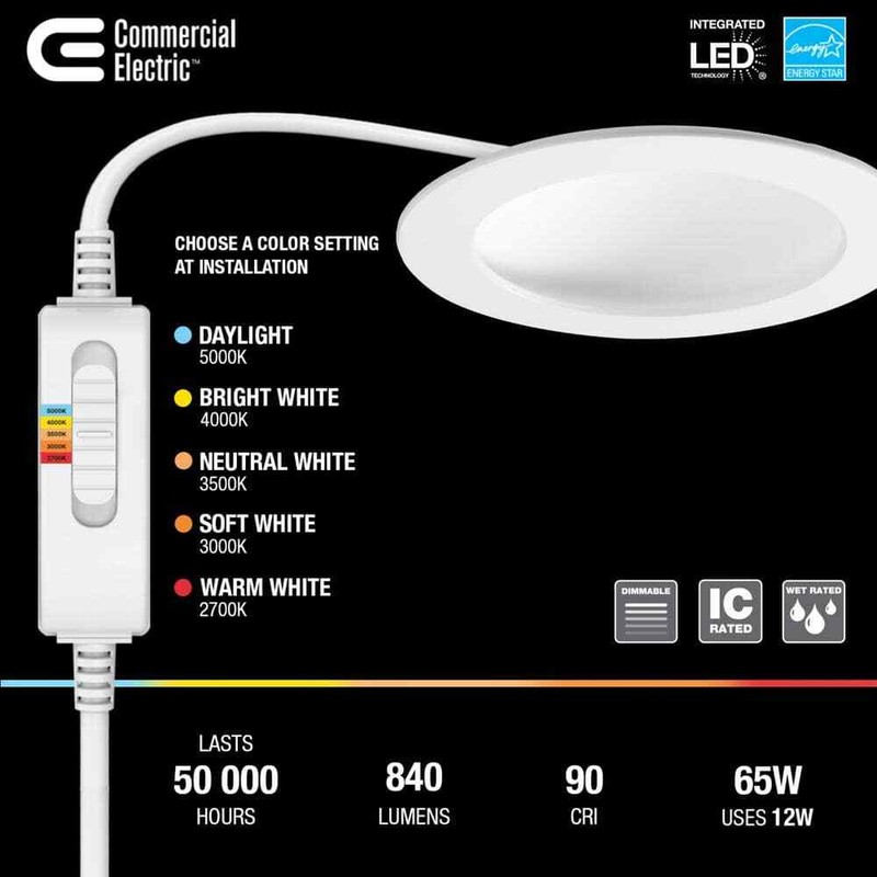 CE Ultra Low Glare LED 6 in Round Adj Color Temp Canless Recessed Light, White - Image 2