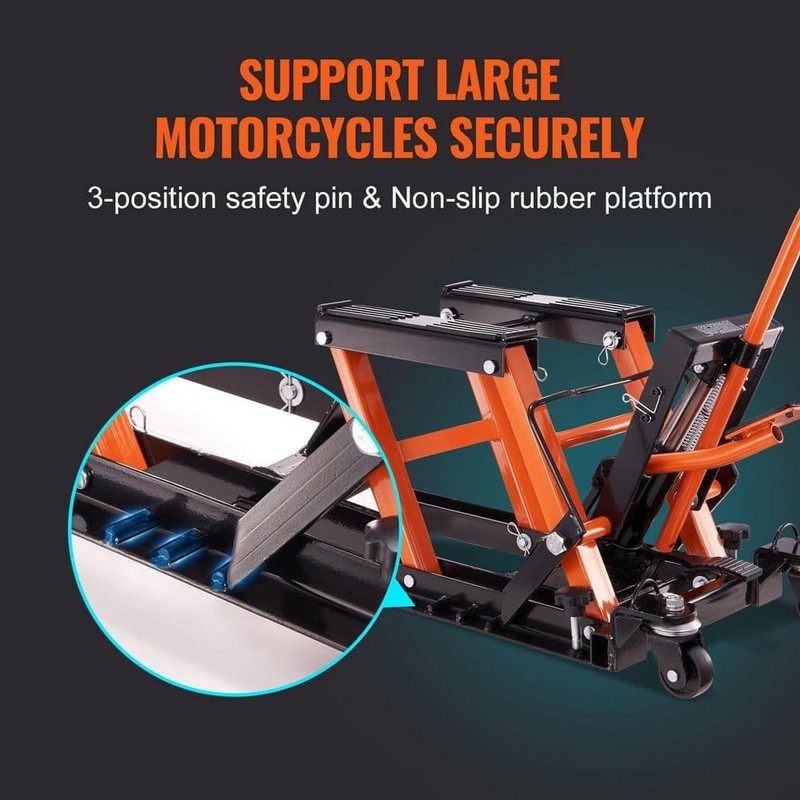 SKYSHALO Steel Hydraulic Motorcycle Jack Stand 1500 lbs. ATV Scissor Lift Jack - Image 4
