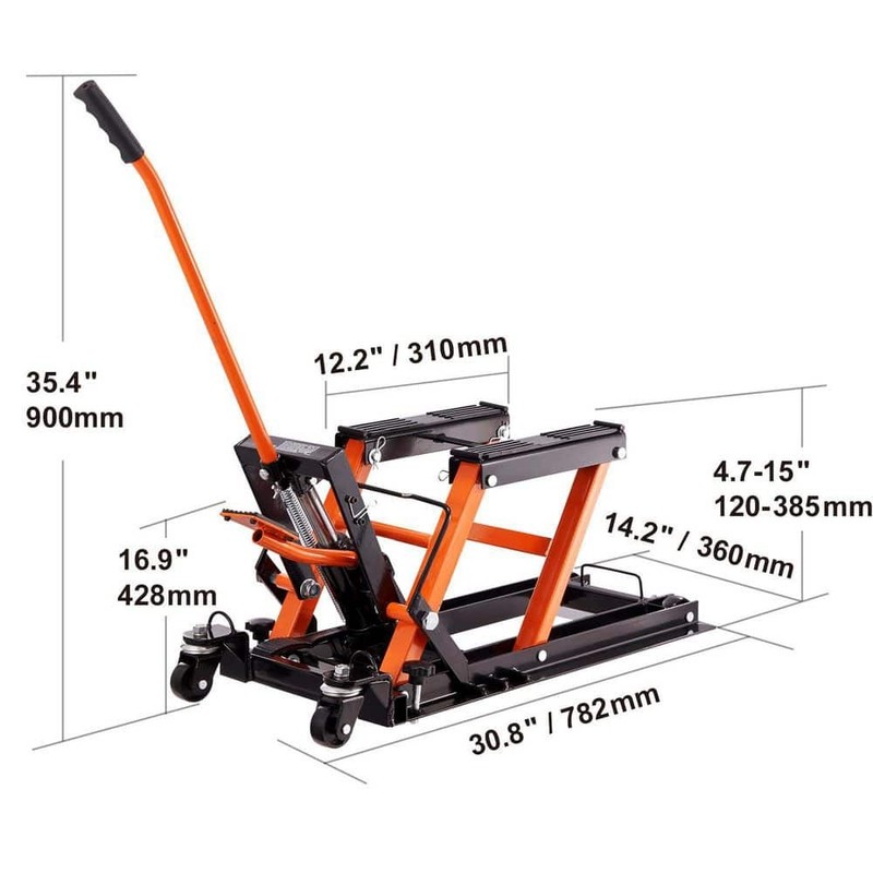 SKYSHALO Steel Hydraulic Motorcycle Jack Stand 1500 lbs. ATV Scissor Lift Jack - Image 8