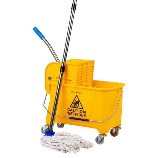 Mind Reader 5.5 Gal. Yellow Bucket Plastic W/Wringer and Mop Bucket Set Floor