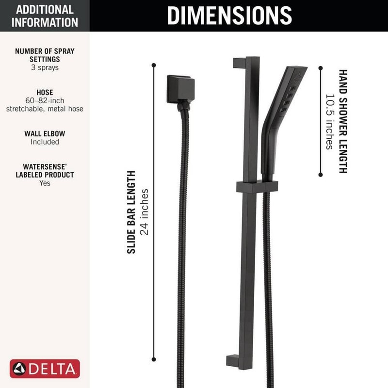 Delta 3-Spray Patterns Wall Mount Handheld Shower Head 1.75 GPM in Matte Black - Image 3