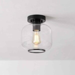 Globe Electric 8 in. 1-Light Matte Black Flush Mount Ceiling Light w/Clear Glass