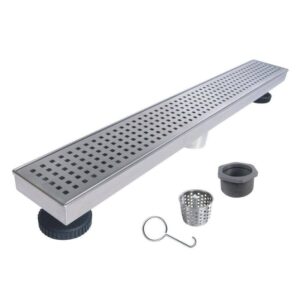 RELN 24 in. Stainless Steel Linear Shower Drain with Square Pattern Drain Cover