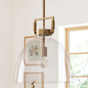 Nathan James Leigh Gold Glass Pendant Light Adjustable Cord