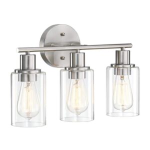 Pia Ricco 17 in. Modern 3 Lights Vanity Light Fixtures Brushed Nickel Farmhouse