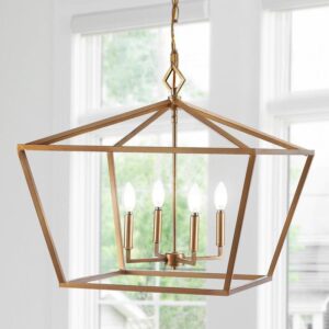 JONATHAN Y Gatsby 23 in. 4-Light Gold Adjustable Iron Rustic Glam Farmhouse