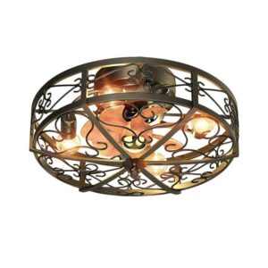Unbranded 19.6 in. Indoor Black 4-Light Wood Industrial Metal Iron Cage