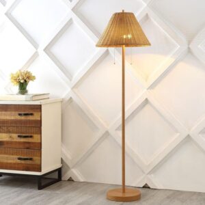 JONATHAN Y Nando 61 in. 2-Light Coastal Bohemian Iron/Rattan LED Floor Lamp