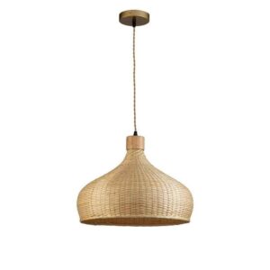 ELE Light & Decor Rasa 1-Light Modern Natural Dome Pendant Light w/Wood Accent