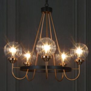 Zevni 5-Light Brass Chandelier Lighting, Sputnik Pendant Lights Kitchen Island
