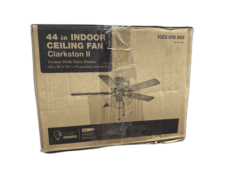 Hampton Bay Clarkston II 44 in. LED Indoor White Ceiling Fan with Light Kit - Image 14