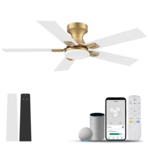 REDIAMS 42in Smart Gold White Ceiling Fan LED Remote Alexa
