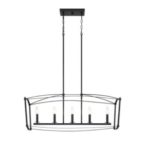 Hukoro Elegance 5-Light 36-in Matte Black Pendant Light