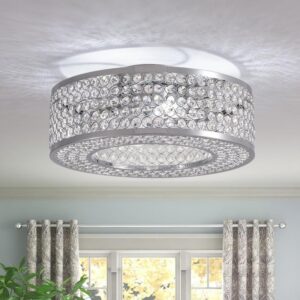 ANTOINE 20 in. Indoor Modern Chrome Low Profile Ceiling Fan with Lights & Remote