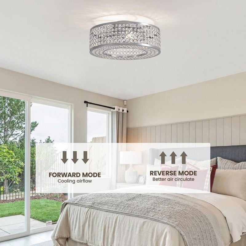 ANTOINE 20 in. Indoor Modern Chrome Low Profile Ceiling Fan with Lights & Remote - Image 5