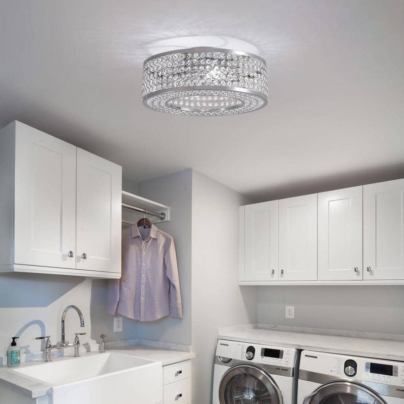 ANTOINE 20 in. Indoor Modern Chrome Low Profile Ceiling Fan with Lights & Remote - Image 7