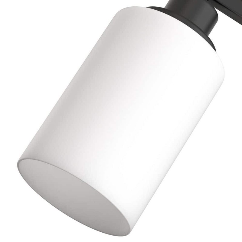 YANSUN 24 in. 3-Light Matte Black Bathroom Vanity Light with White Glass Shades - Image 5
