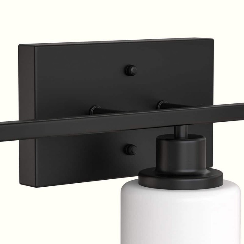 YANSUN 24 in. 3-Light Matte Black Bathroom Vanity Light with White Glass Shades - Image 6