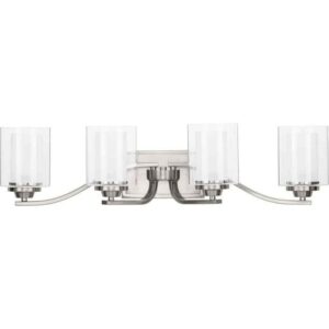 Progress Lighting Kene 4-Light Brushed Nickel Clear Glass Craftsman Vanity Light