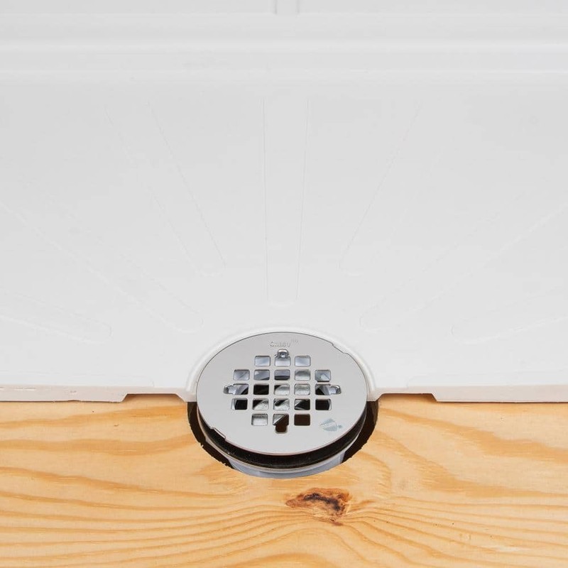 Oatey Round No-Caulk White PVC Shower Drain with 4-1/4" Round Snap-In Stainless - Image 5