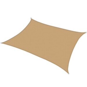 KHOMO GEAR 8 ft. x 12 ft. Beige Rectangular SunShade Sail with UV Proof Fabric