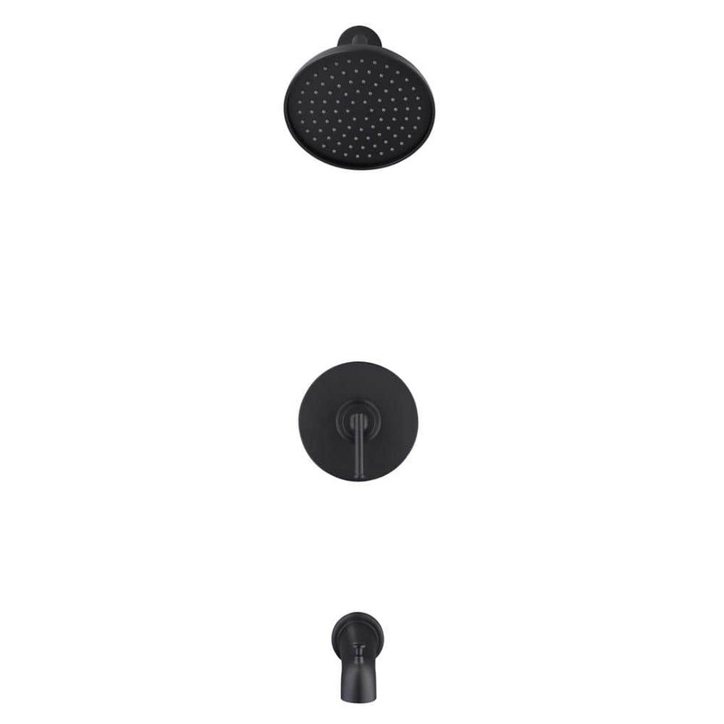 Glacier Bay Oswell Single Handle Tub Shower Faucet 1.8 GPM Matte Black w/Valve - Image 3