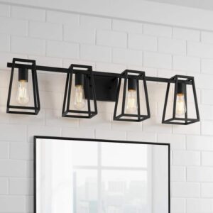 Home Decorators Collection Hazel Heights 33.62"  4-Light Black Rustic Farmhouse