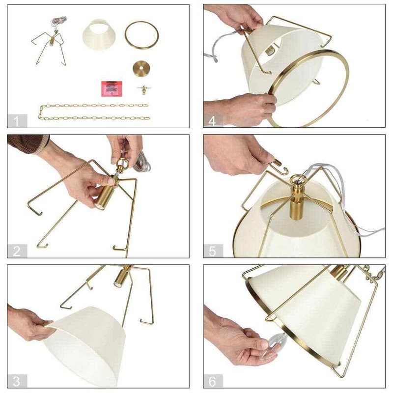 Uolfin Modern Copper Gold Pendant Light, 1-Light Brass Bowl Island Pendant Light - Image 6