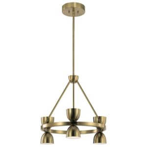KICHLER Baland 22 in. 6-Light Integrated LED Brushed Natural Brass Mid-Century