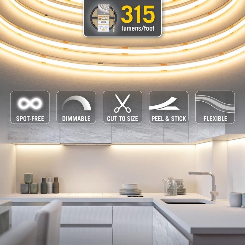 RibbonFlex Pro 24V White COB 16.4 ft Dimmable Cuttable LED Strip 2700K 165 Lm/Ft - Image 6