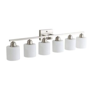 Tidoin Modern 38 in. 6-Light Chrome Vanity Light Wall Sconce with Milky