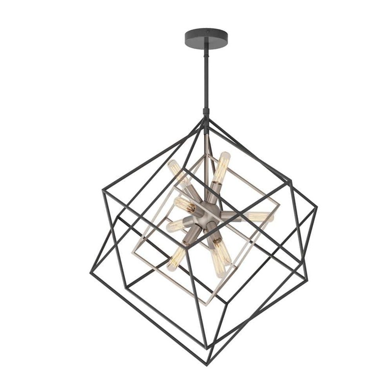 Artika Imperium 9-Light Brushed Nickel Modern Sputnik Geometric Chandelier Light - Image 2