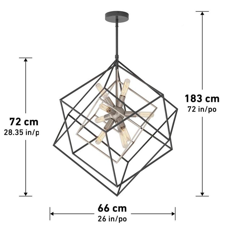Artika Imperium 9-Light Brushed Nickel Modern Sputnik Geometric Chandelier Light - Image 5