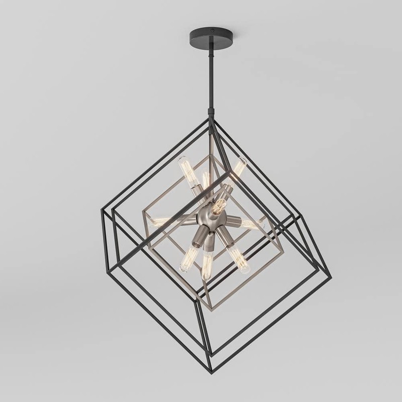 Artika Imperium 9-Light Brushed Nickel Modern Sputnik Geometric Chandelier Light - Image 6