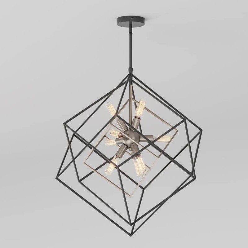 Artika Imperium 9-Light Brushed Nickel Modern Sputnik Geometric Chandelier Light - Image 7