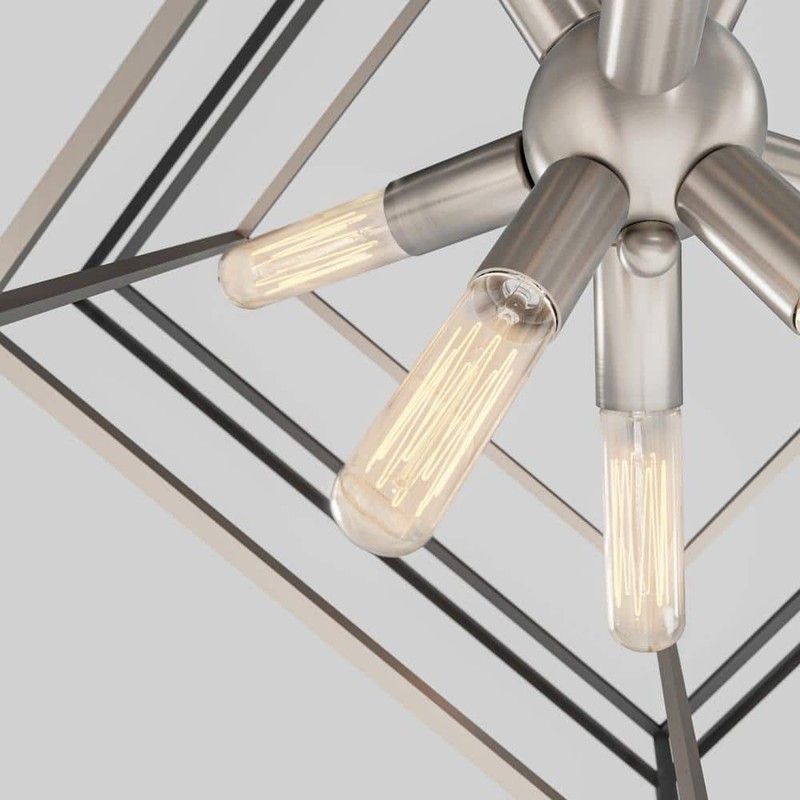 Artika Imperium 9-Light Brushed Nickel Modern Sputnik Geometric Chandelier Light - Image 8