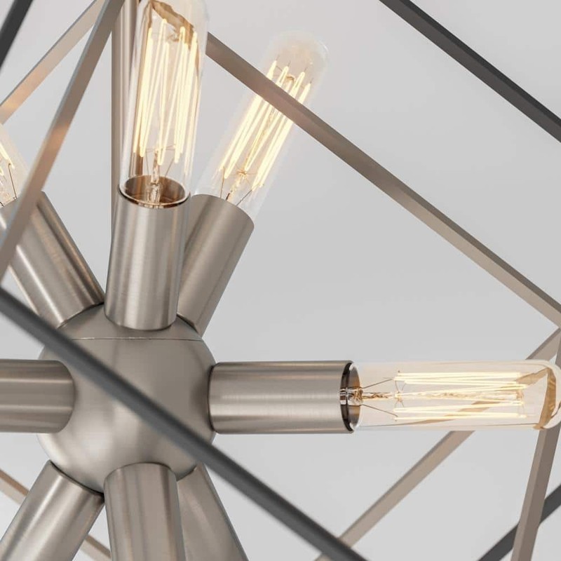 Artika Imperium 9-Light Brushed Nickel Modern Sputnik Geometric Chandelier Light - Image 9
