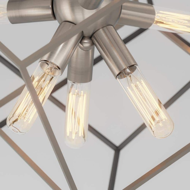 Artika Imperium 9-Light Brushed Nickel Modern Sputnik Geometric Chandelier Light - Image 10