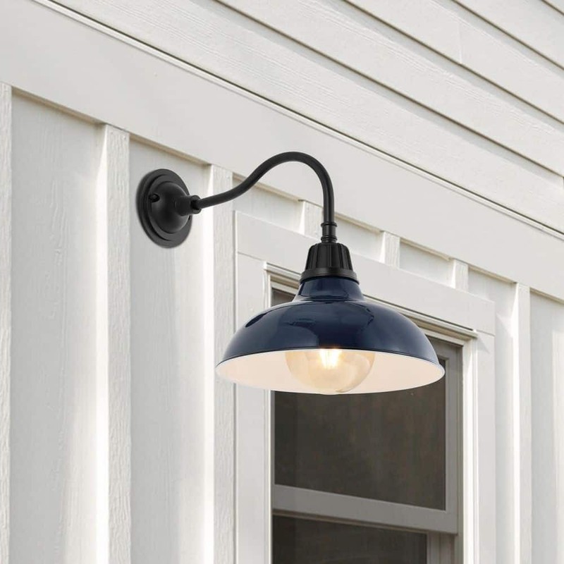 JONATHAN Y Aurora 12.25 in. Navy 1-Light Farmhouse Industrial Indoor/Outdoor - Image 5