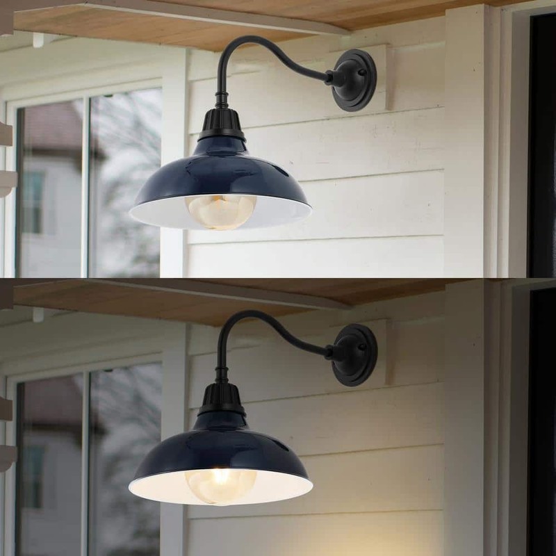 JONATHAN Y Aurora 12.25 in. Navy 1-Light Farmhouse Industrial Indoor/Outdoor - Image 6