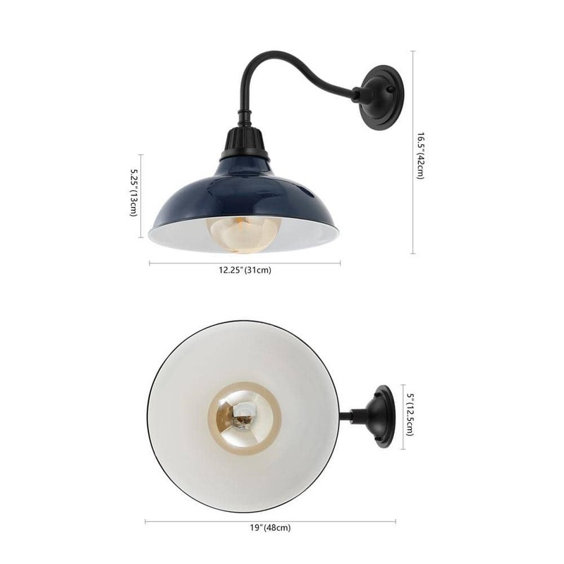 JONATHAN Y Aurora 12.25 in. Navy 1-Light Farmhouse Industrial Indoor/Outdoor - Image 8