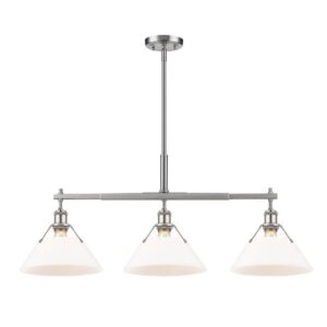 Golden Lighting Orwell 100-Watt 3-Light Pewter & Opal Glass Linear Pendant Light